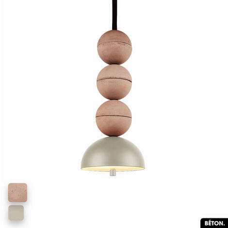 Lampe de suspension en béton - BOSFOR CONCRETE  ROSE - PEYOTE  3 BALLES  LED 14W (1/2)