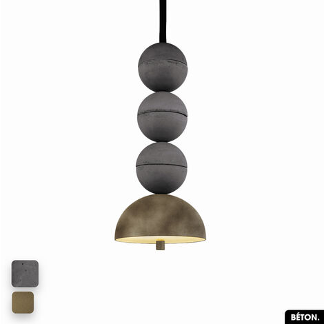 Lampe de suspension en béton velours - BOSFOR CONCRETE VELVET  ANTHRACITE - PEYOTE  3 BALLES  LED 14W (1/2)
