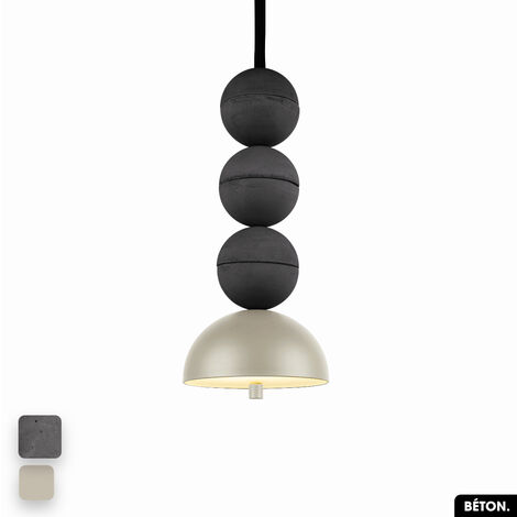 Lampe de suspension en béton - BOSFOR CONCRETE  ANTHRACITE - PEYOTE  3 BALLES  LED 14W (1/2)