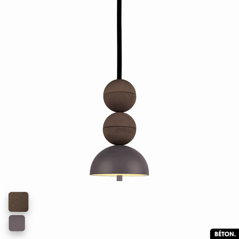 Lampe de suspension en béton - BOSFOR CONCRETE CHOCOLAT - SPARROW 2 BALLES LED 14W (1/3)