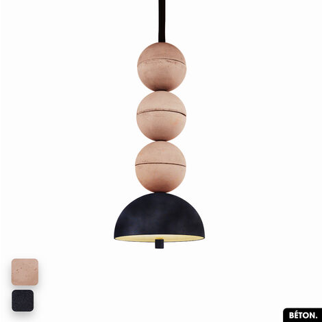 Lampe de suspension en béton velours - BOSFOR CONCRETE VELVET  ROSE - ANTHRACITE  3 BALLES  LED 14W (1/2)