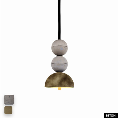 Lampe de suspension en béton velours - BOSFOR CONCRETE VELVET  GRIS - PEYOTE  2 BALLES  LED 14W (1/2)
