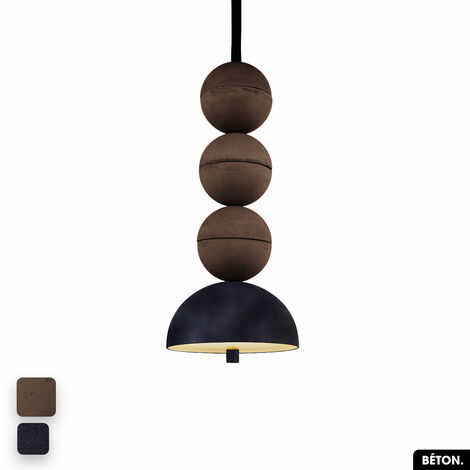 Lampe de suspension en béton velours - BOSFOR CONCRETE VELVET  CHOCOLAT - ANTHRACITE  3 BALLES  LED 14W (1/2)