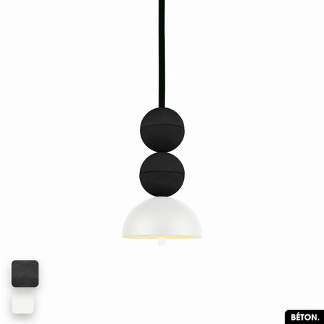 Lampe de suspension en béton - BOSFOR CONCRETE NOIR - BLANC 2 BALLES LED 14W (1/3)