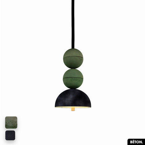 Lampe de suspension en béton velours - BOSFOR CONCRETE VELVET  ASPERGE - ANTHRACITE  2 BALLES  LED 14W (1/2)