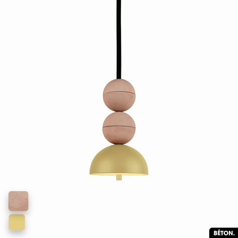 Lampe de suspension en béton - BOSFOR CONCRETE ROSE - CITRON 2 BALLES LED 14W (1/3)