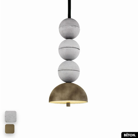 Lampe de suspension en béton velours - BOSFOR CONCRETE VELVET  BLANC - PEYOTE  3 BALLES  LED 14W (1/2)