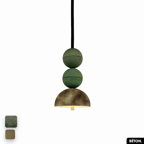 Lampe de suspension en béton velours - BOSFOR CONCRETE VELVET ASPERGE - PEYOTE 2 BALLES LED 14W (1/2)