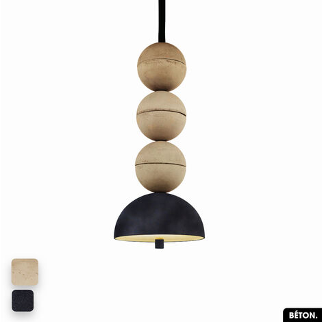 Lampe de suspension en béton velours - BOSFOR CONCRETE VELVET  SABLE - ANTHRACITE  3 BALLES  LED 14W (1/2)