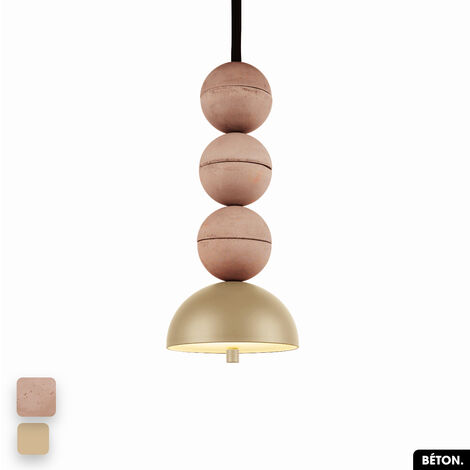 Lampe de suspension en béton - BOSFOR CONCRETE ROSE - AMANDE 3 BALLES LED 14W (1/2)