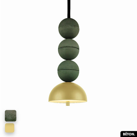 Lampe de suspension en béton - BOSFOR CONCRETE ASPERGE - CITRON 3 BALLES LED 14W (1/2)