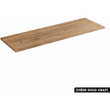 Otitec – Plan de vasque en bois FSC 121 cm – Largeur 46 cm – Épaisseur 2.5 cm – Chêne Gold Craft résistant à l'humidité