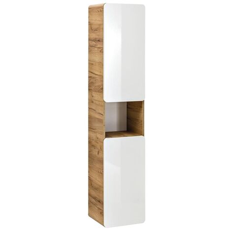Colonne de salle de bain - Chêne artisanal doré et blanc brillant - L25-H170-P39 - ARRIBA (1/3)