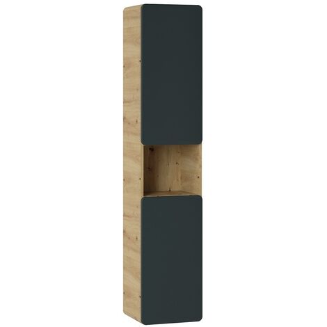 Colonne de salle de bain - Chêne artisanal doré et noir mat - L35-H170-P32 - ARRIBA (1/2)