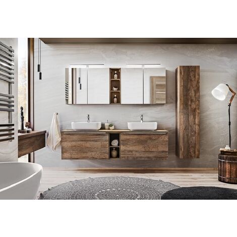 Cube de rangement de salle de bain - Chêne santa fe - L20-H46-P44 - KLAUS (1/4)