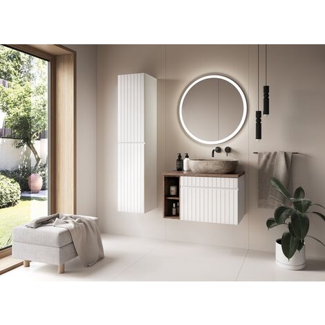 Colonne de salle de bain - Blanc mat et blanc alpin - L35-H160-P33 - AREA (1/4)