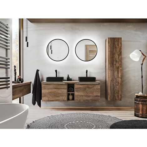 Otitec – Meuble sous vasque simple en bois FSC – Chêne Santa Fe – L60-H46-P45,6 – Installation rapide et compatible avec lavabos standards - L-60-P46-H2