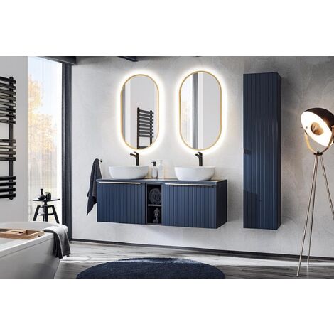 Meuble Sous Vasque Salle De Bain 80x30x65cm - Blanc - 2 Portes, 3 étagères, 2 Tiroirs - MDF Hydrofuge - Montage Facile