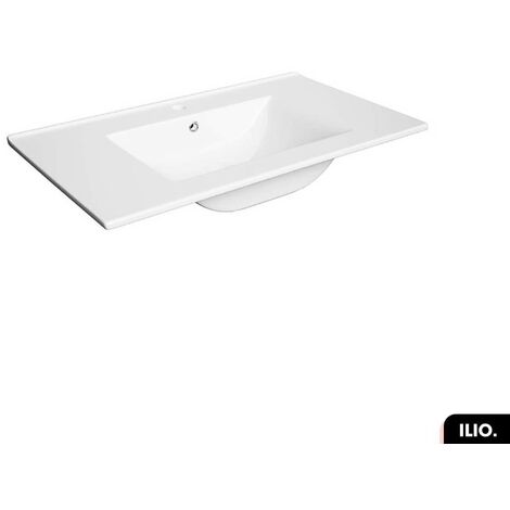 Otitec – Vasque à encastrer céramique blanche 80 cm – Siphon inclus – Résistante aux rayures et antibactérienne – Installation simple