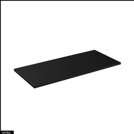 Otitec – Plan vasque 120 cm en panneau laminé noir mat – Résistance à l'humidité – Installation flexible murale ou au sol – Système de fermeture douce