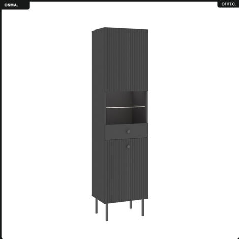 Armoire vitrine - H.193 x L.47 x P.42 - OSMA - NOIR (1/5)
