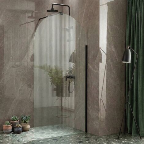 Paroi de douche italienne flûtée - 110 x 195 cm - Noir - SIENA (1/5)