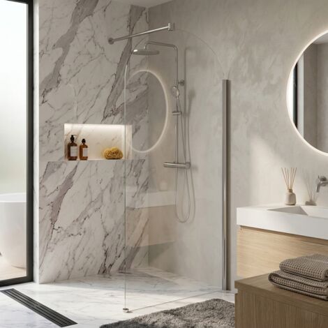 Paroi de douche italienne Clear - 100 x 195 cm - Chrome - SIENA (1/5)