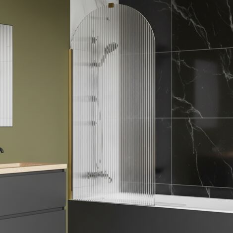 Pare-baignoire flûté – 80 x 140 cm – Or brossé – LIVIA
