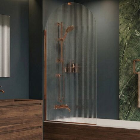 Pare-baignoire flûté – 80 x 140 cm – Cuivre brossé – LIVIA
