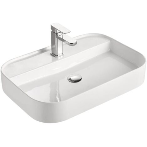 Vasque à poser rectangulaire -65 x 45 cm -Blanc -KAIA (1/4)