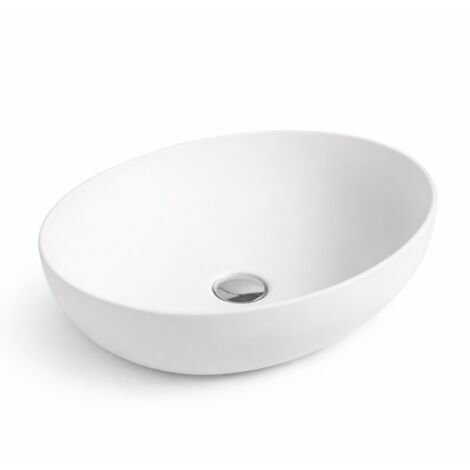 Vasque à poser arrondie -52 x 39 cm -Blanc mat -ELORA (1/4)