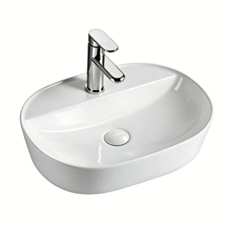 Vasque à poser ovale -50 x 38 cm -Blanc brillant -NOXA (1/4)