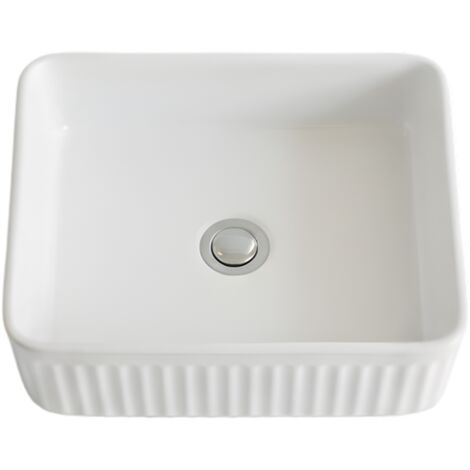 Vasque à poser rectangulaire -50 x 34 cm -Blanc brillant rainuré -CUBELIA (1/5)