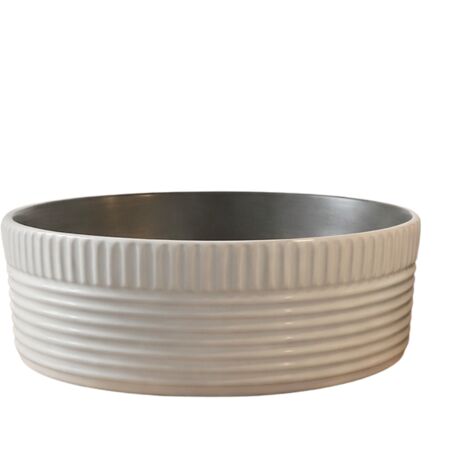 Vasque à poser ronde -40 cm -Noir effet pierre rainuré blanc -KALEO STONE (1/5)
