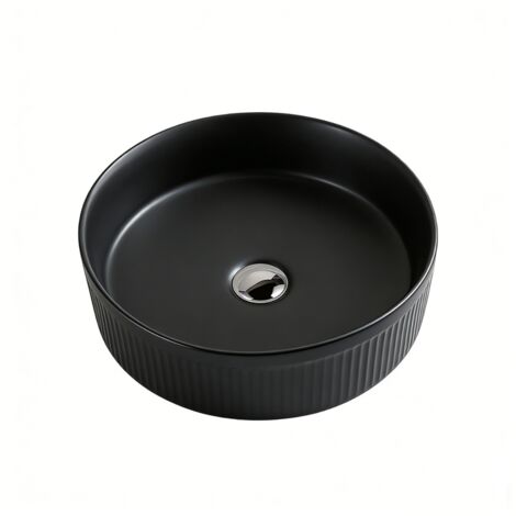 Vasque à poser ronde -41,5 cm -Noir rainuré -RIVANA (1/5)