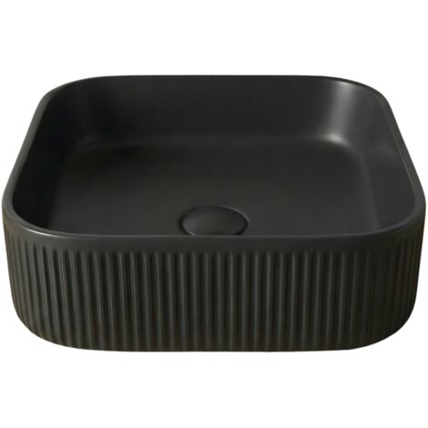 Vasque à poser rectangulaire -47 x 33,5 cm -Noir mat rainurée -NÉRYS (1/4)