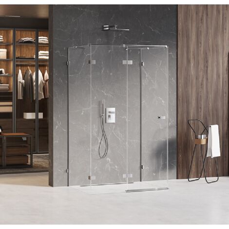 Cabine de douche chrome gauche 80x70 pivotante MAJORQUE CHROME accès de face (1/5)