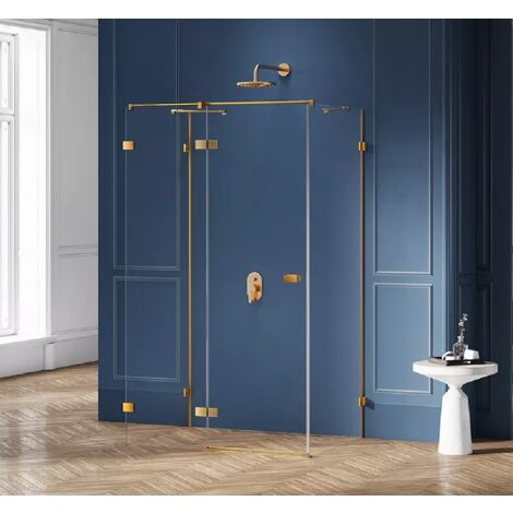 Cabine de douche doré brossé gauche 120x70 pivotante BALI GOLD BRUSHED , accès de face (1/5)