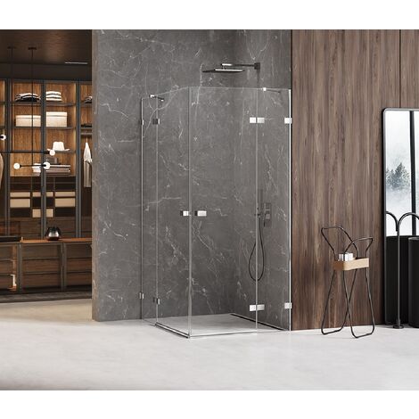 Cabine de douche chrome chrome 90x80cm 2 portes pivotantes,MAJORQUE CHROME, chrome,acces d'angle (1/5)