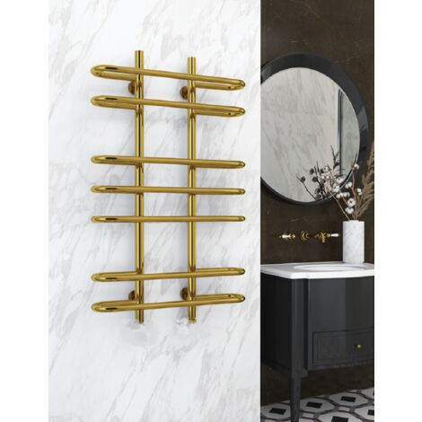 Otitec – Sèche-serviette électrique doré incurvé 1000x600mm – Puissance 500W – Protection antigel – Idéal pour salle de bain et sauna