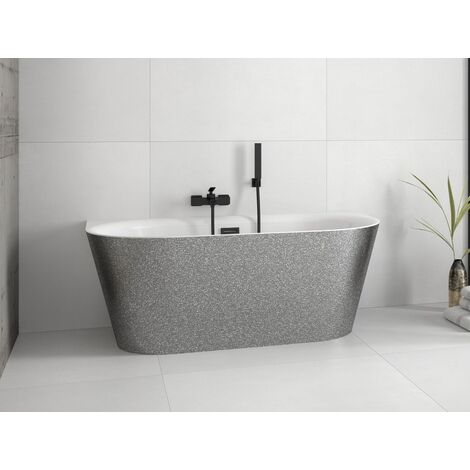 Baignoire asymétrique chrome glam avec bonde chrome VICA 170x80