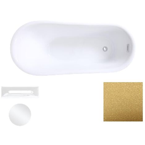 Baignoire îlot dorée glam avec bonde blanc CALIMA 170x74 (1/2)