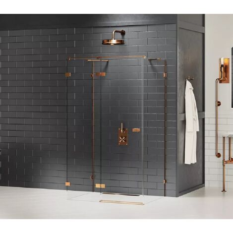 Cabine de douche cuivre brossé gauche 100x80 pivotante TAHITI COPPER BRUSHED , accès de face (1/5)