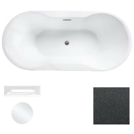 Baignoire îlot graphite Glam avec bonde blanc NAVIA 160x80 (1/2)