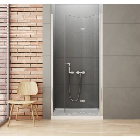 Porte de douche chrome pliante droite 90 cm CORFOU CHROME (1/5)