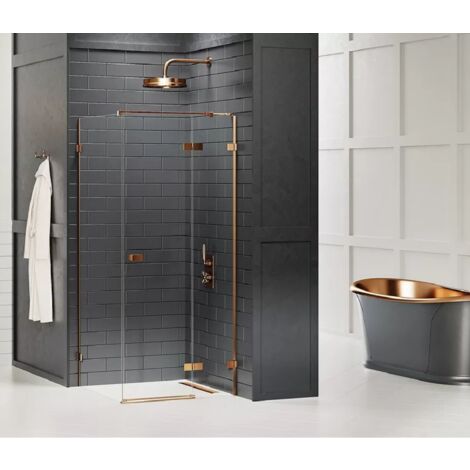 Cabine de douche cuivre brossé 110x90cm,pivotante droite TAHITI COPPER BRUSHED, acces de face (1/5)