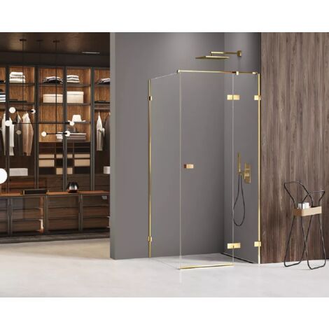 Cabine de douche doré 110x70 cm,pivotante gauche MIAMI GOLD SHINE, acces de face (1/5)