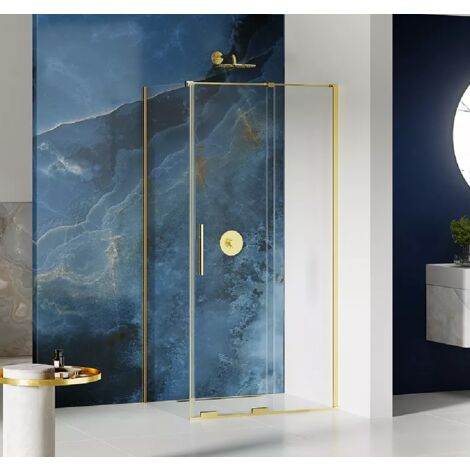 Cabine de douche dorée 160x90cm coulissante HAWAII GOLD, acces de face (1/5)