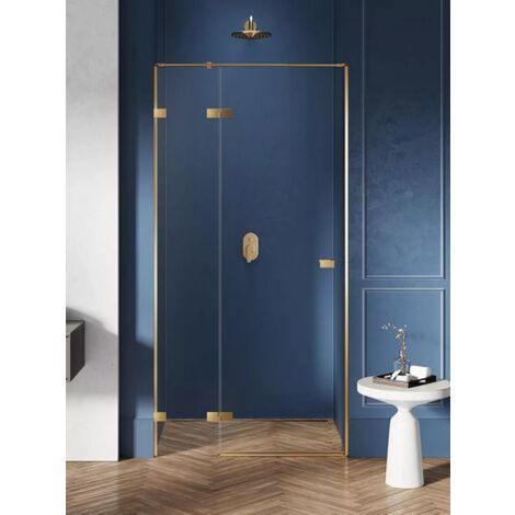 Porte de douche 80 cm doré brossé pivotante droite BALI GOLD BRUSHED (1/5)