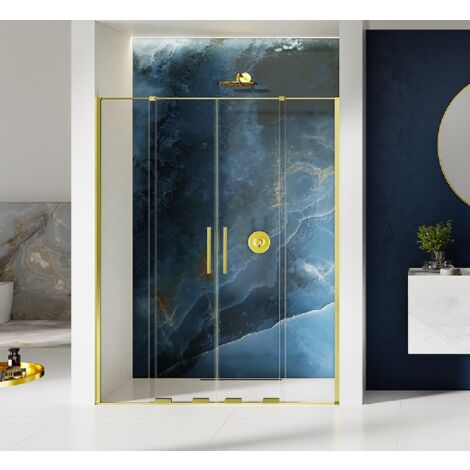 Porte de douche dorée 140 cm 4 volets coulissante gauche HAWAII GOLD (1/5)